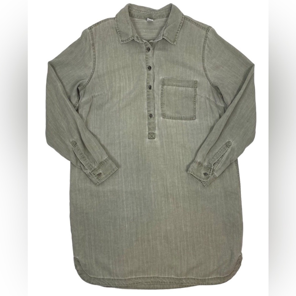 OLD NAVY SHIRT DRESS IN PASTEL FADE MOSS LANDING GREEN